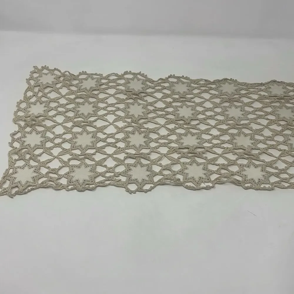 Vintage Handmade Shabby Chic Farmhouse Large Crochet Table Runner